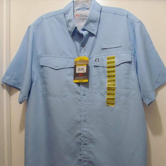 NWT The American Outdoorsman Men's Fishing Shirt UPF 40 Quick Dry Blue Sz Medium - Picture 1 of 16